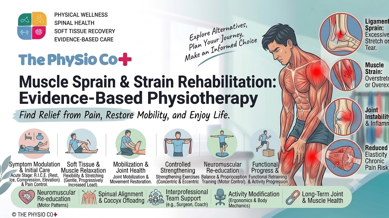 Muscle Sprain and Strain Rehabilitation: Symptoms, Exercises & Physiotherapy Treatment